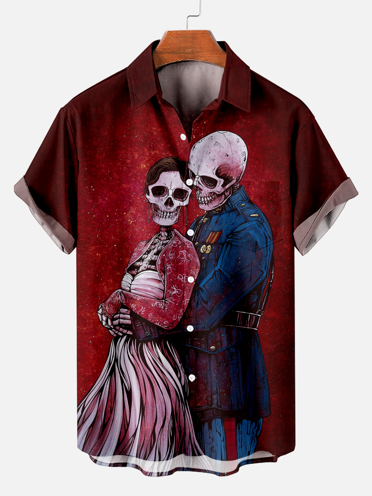 Men's Classic Day of the Dead Skull Graphic Short Sleeve Shirt