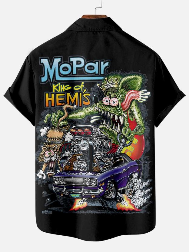 Men's Mouse Modified Car Print Short Sleeve Shirt