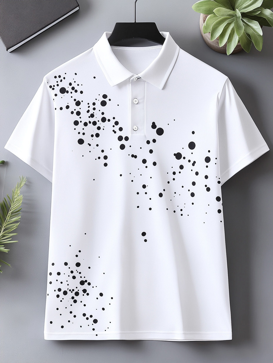 Men's Lapel collar Printed Graphic Short Sleeve Shirt High Stretch Bam