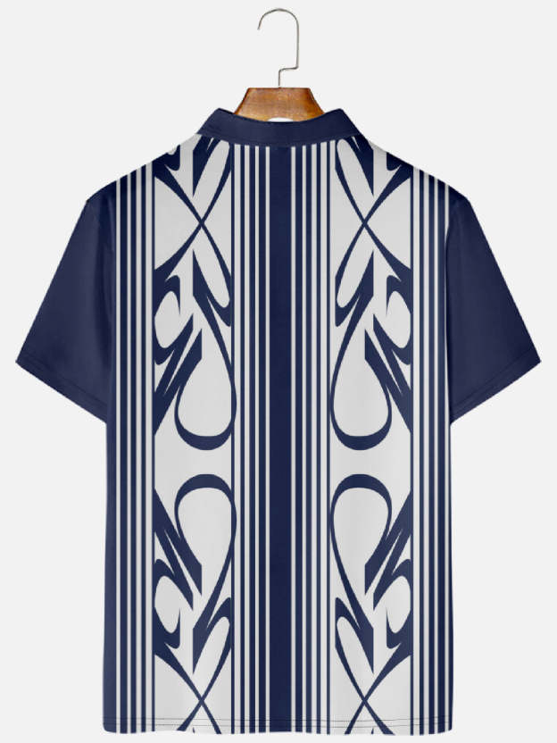 Men's Pinstripe Inspired Hot Rod Basic Every Day Polo Shirt