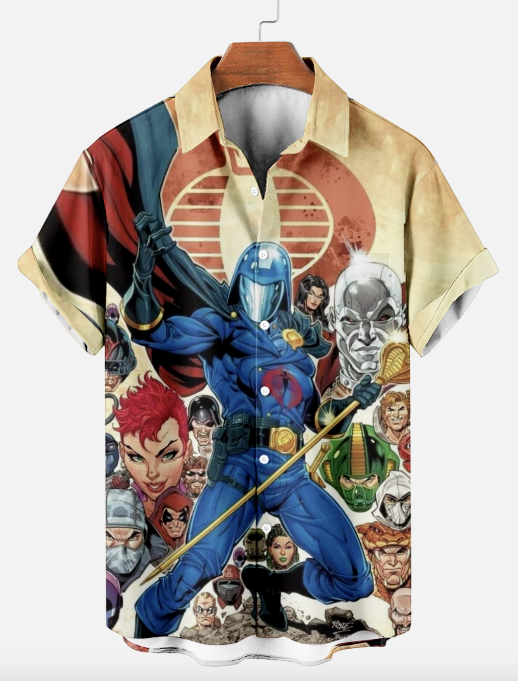 Men's Classic Retro War Cartoon Short Sleeve Shirt