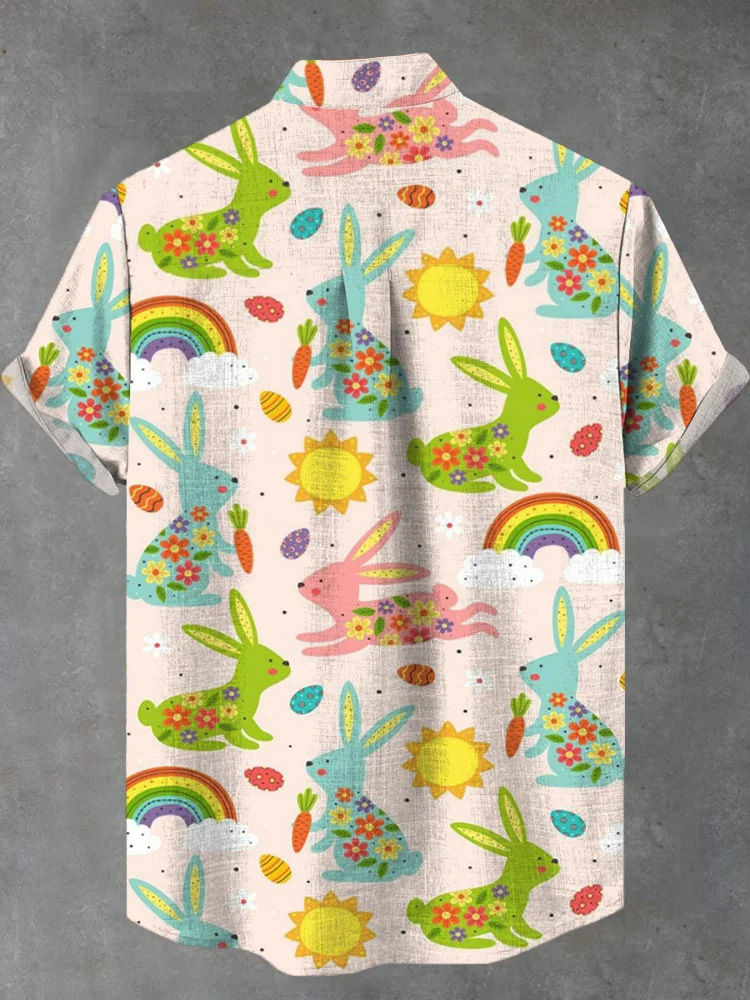 Men's Easter Print Short Sleeve Shirt