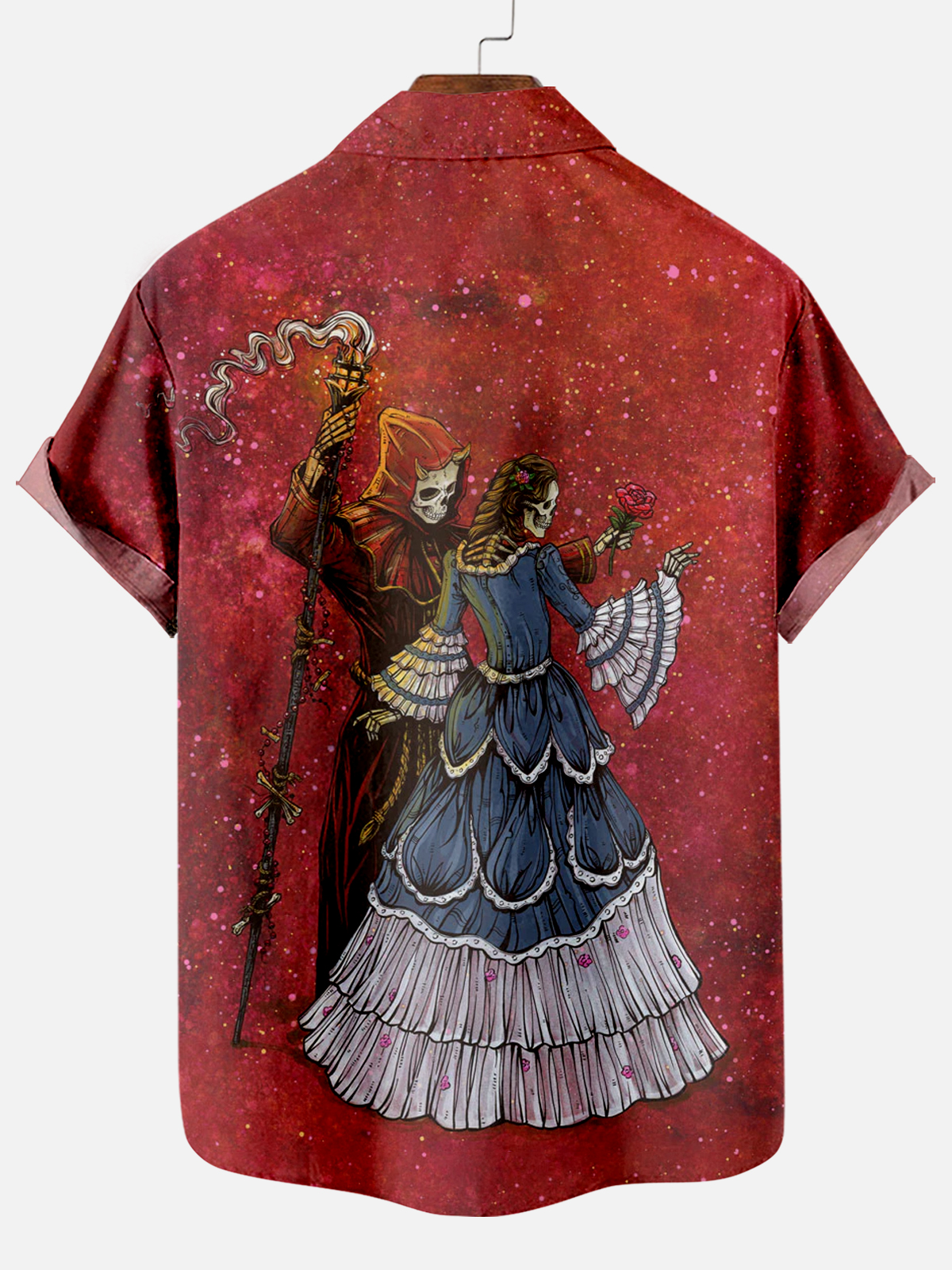 Men's Classic Day of the Dead Skull Graphic Short Sleeve Shirt
