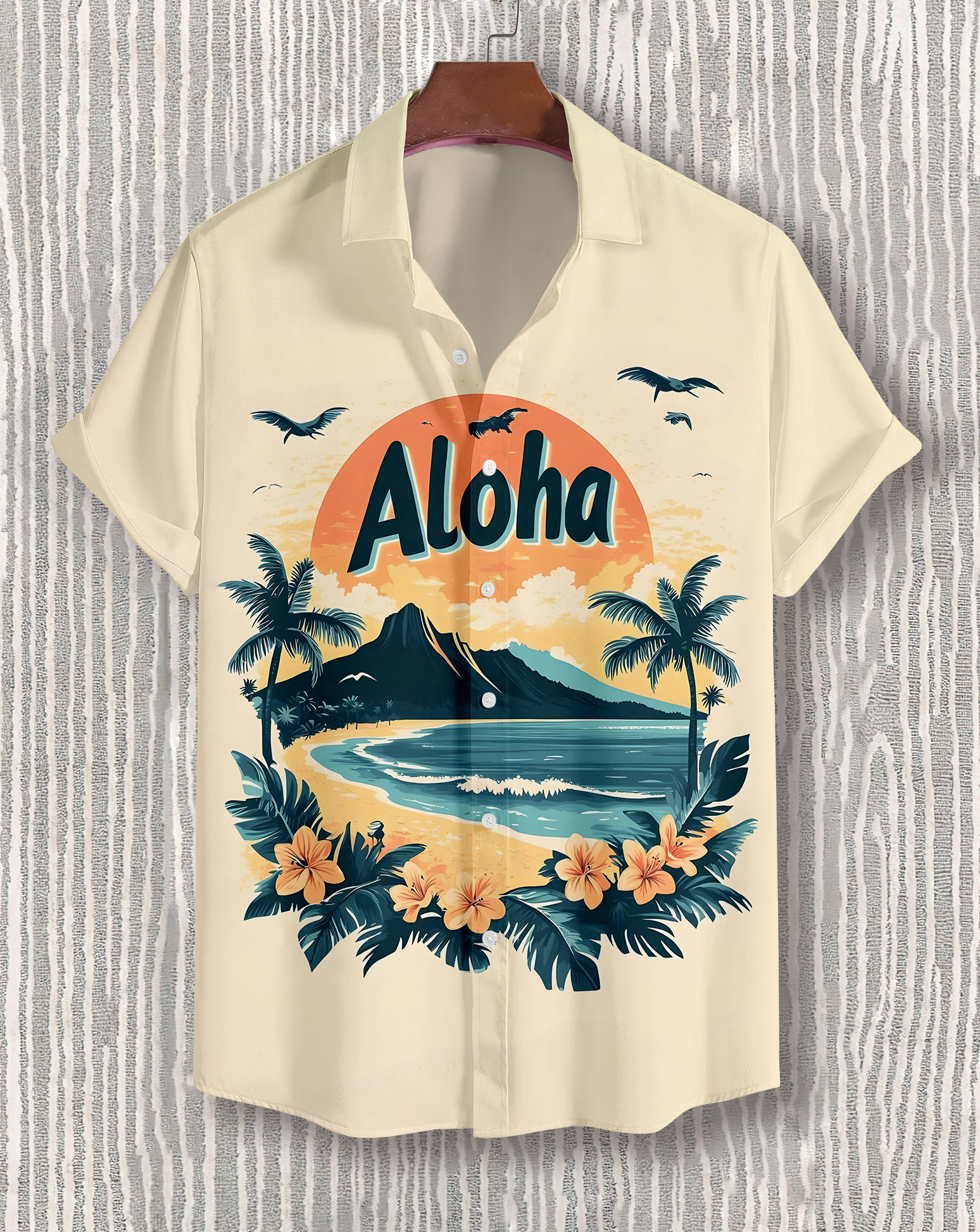 Men's Hawaiian Illustrated Short Sleeve Shirt