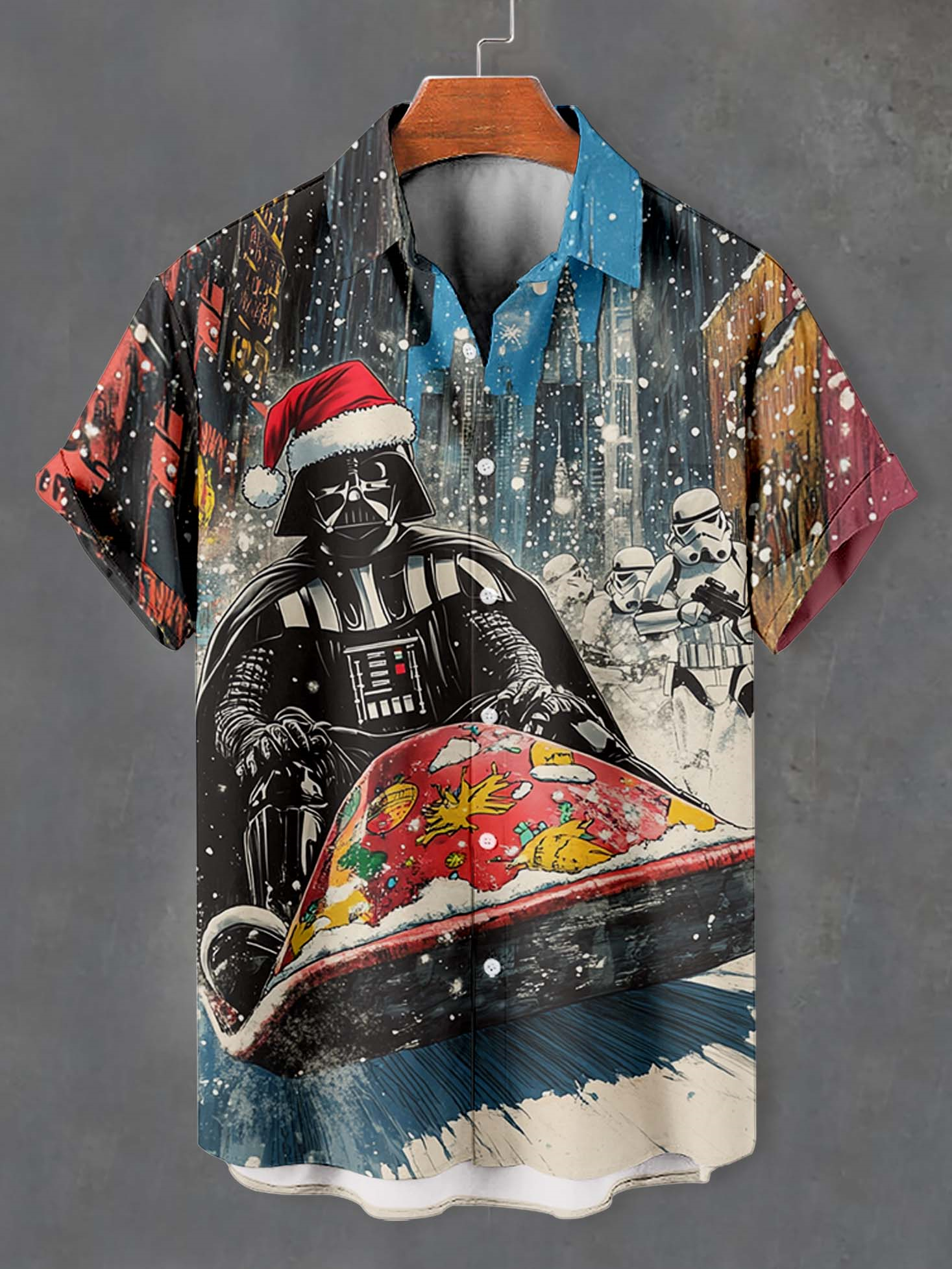 Men's Classic Movie Christmas Graphic Short Sleeve Shirt