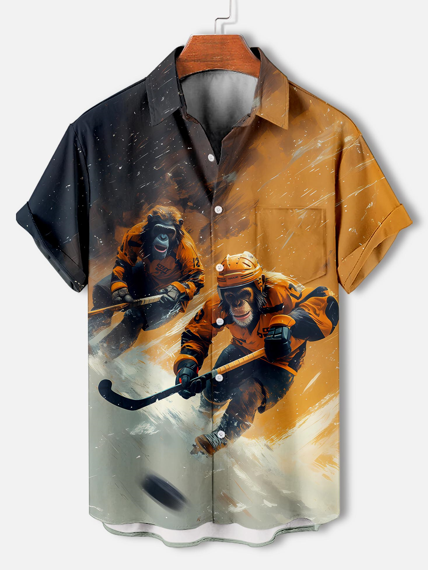 Men's Retro Animal Motion Graphic Short Sleeve Shirt