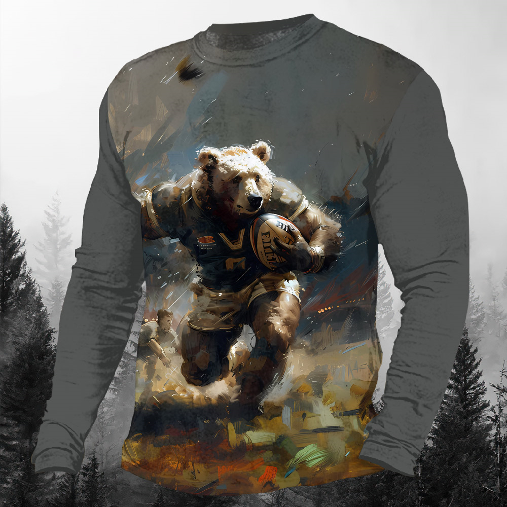 Men's Casual Cartoon Graphic Long Sleeve T-Shirt