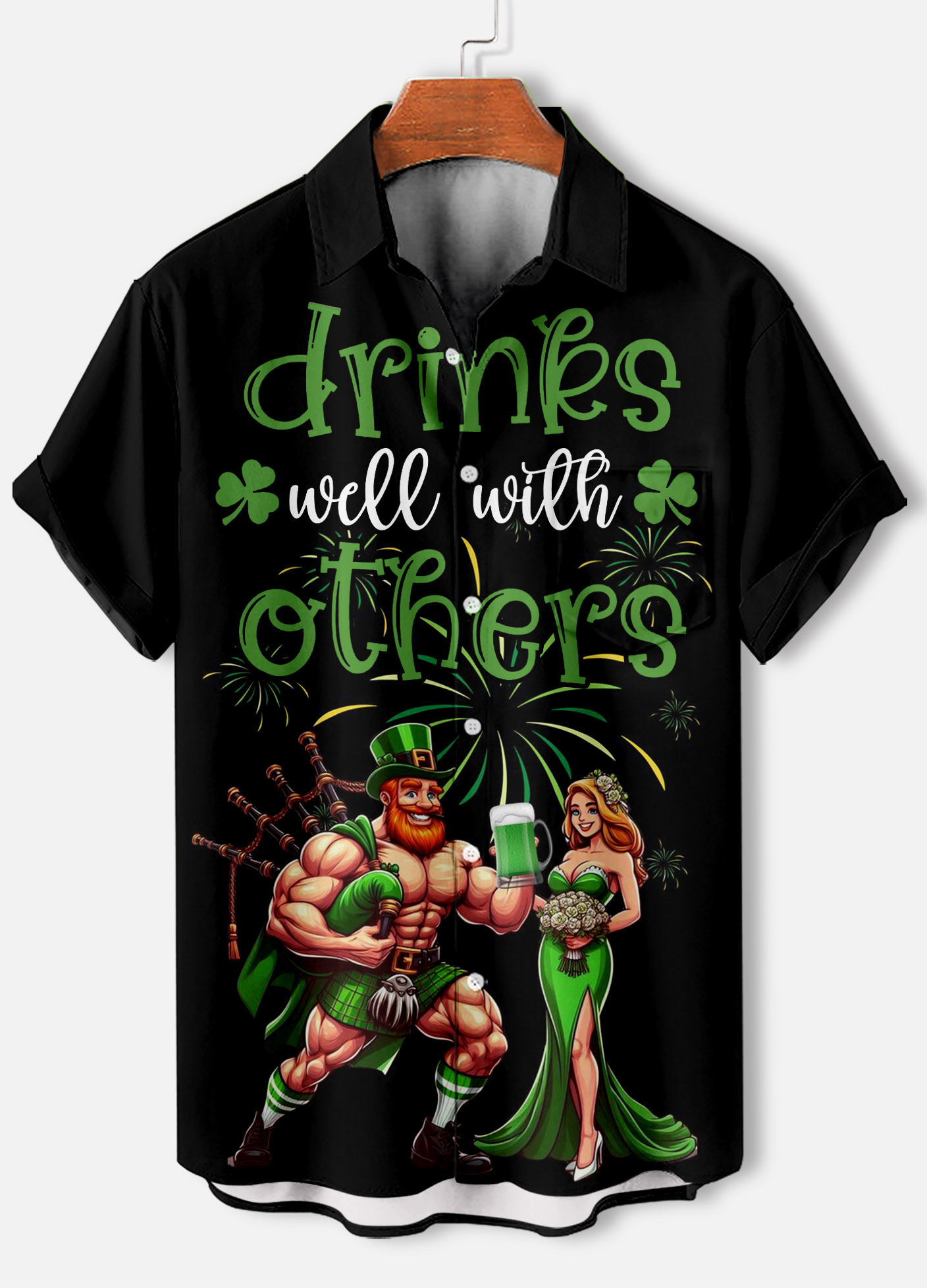 Men's Casual St. Patrick's Day Graphic Short Sleeve Shirt