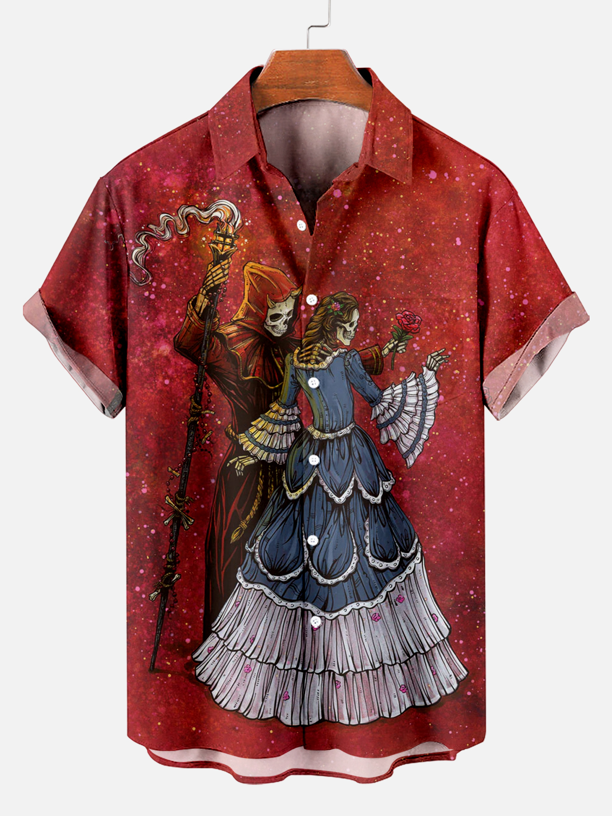Men's Classic Day of the Dead Skull Graphic Short Sleeve Shirt