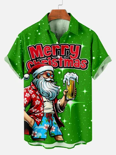 Men's Christmas Funny Graphic Short Sleeve Shirt