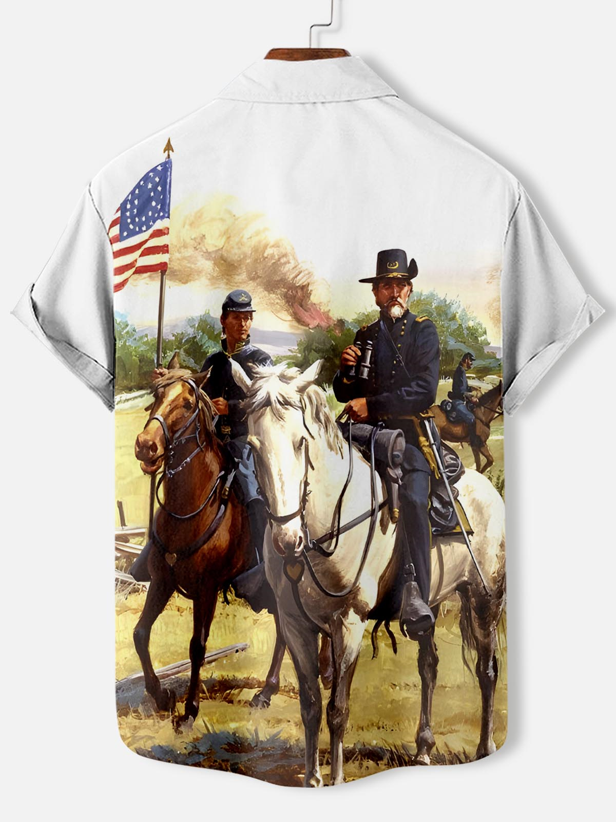 Men's retro illustration short sleeve shirt