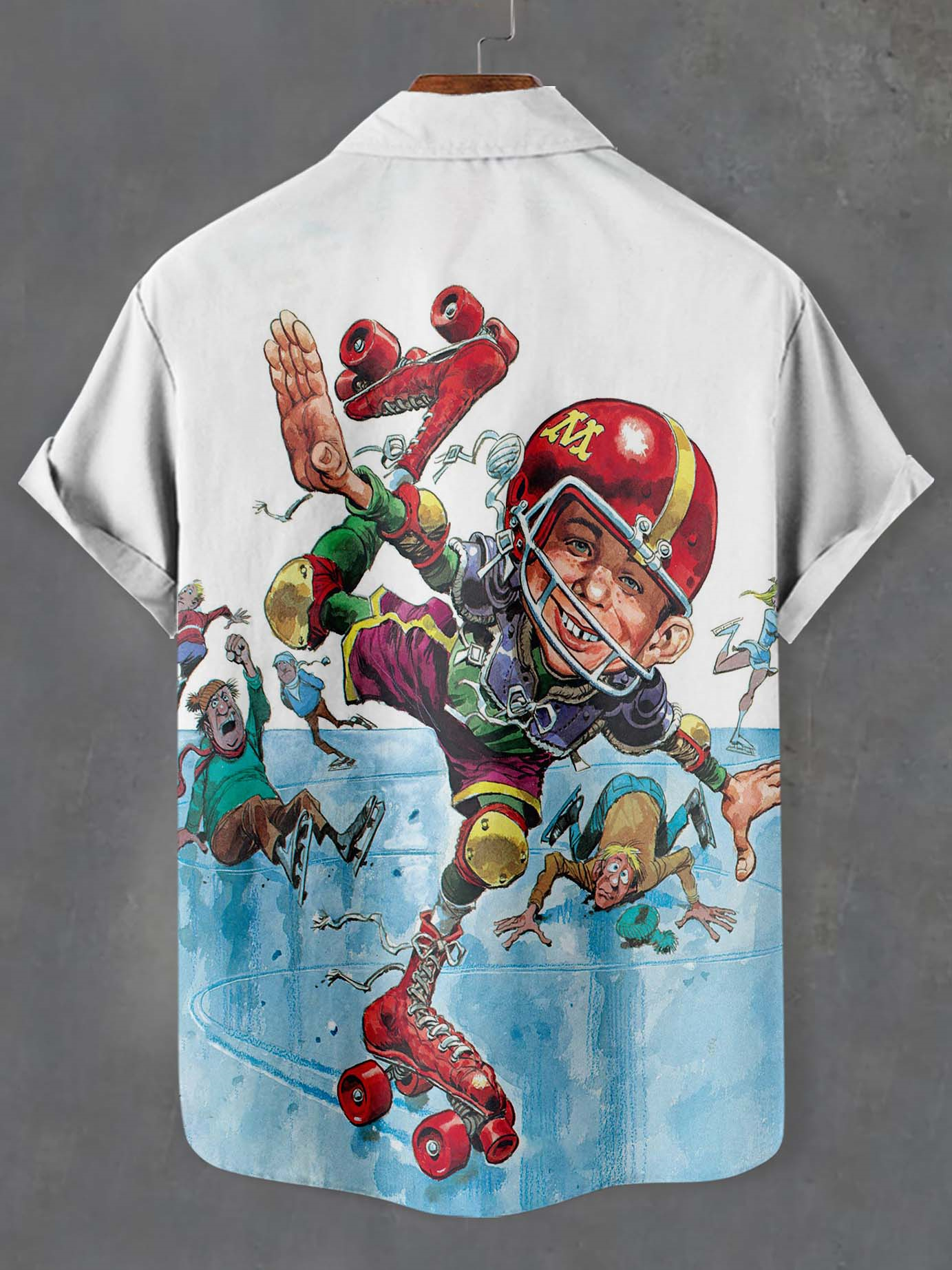Men's Retro Anime Illustration Short Sleeve Shirt