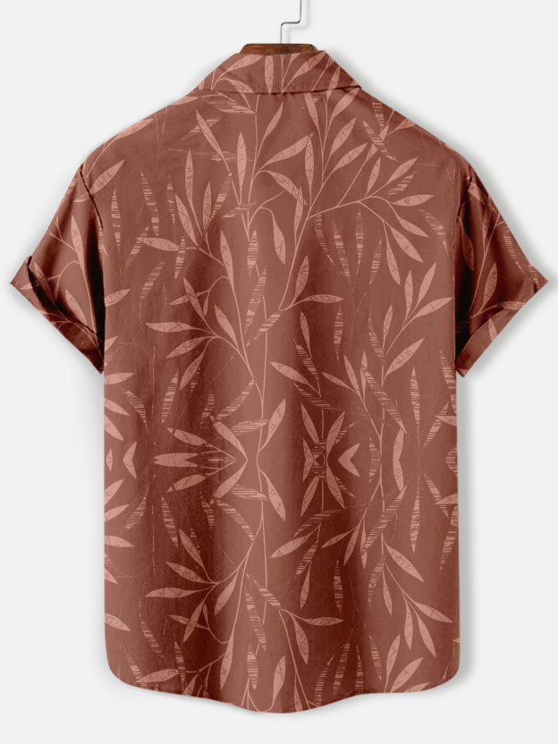 Men's Casual Hawaiian Birds Graphic Illustration Short Sleeve Shirt