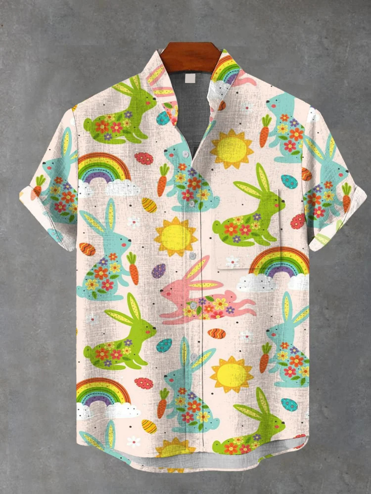 Men's Easter Print Short Sleeve Shirt