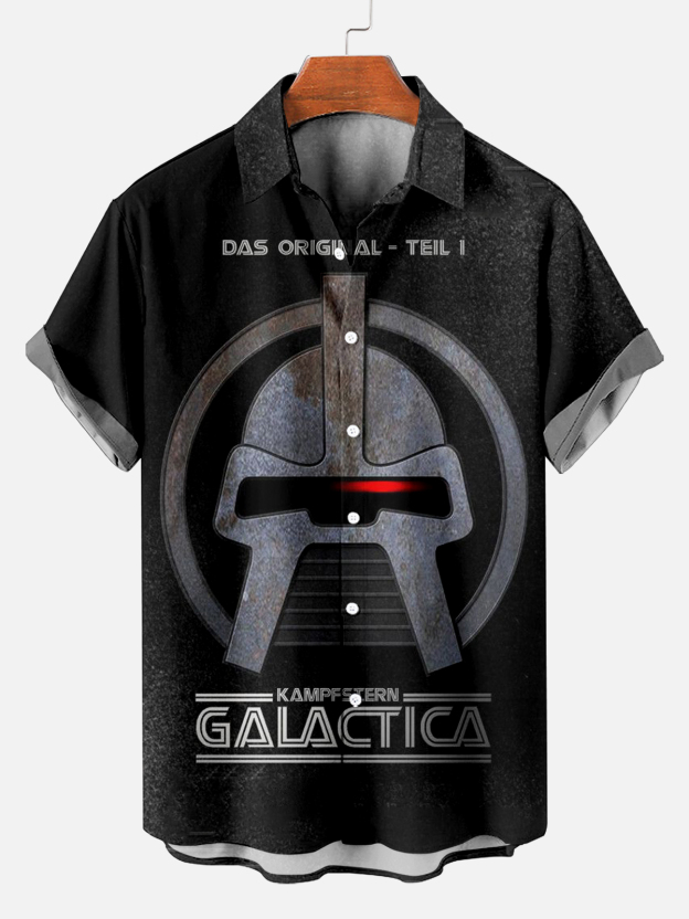 Reggae music skull pattern vacation casual short sleeved shirt