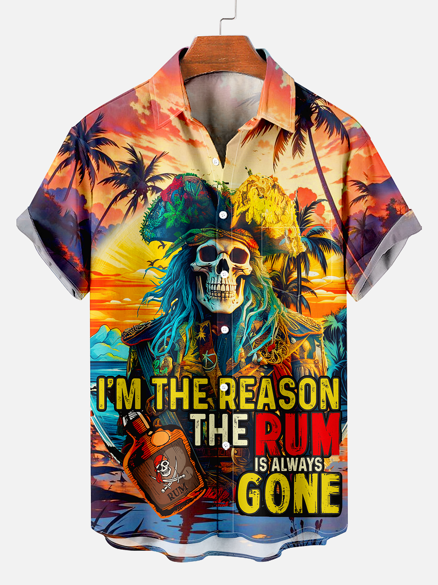 Mr. Skeleton Pirate Vacation Short Sleeve Shirt