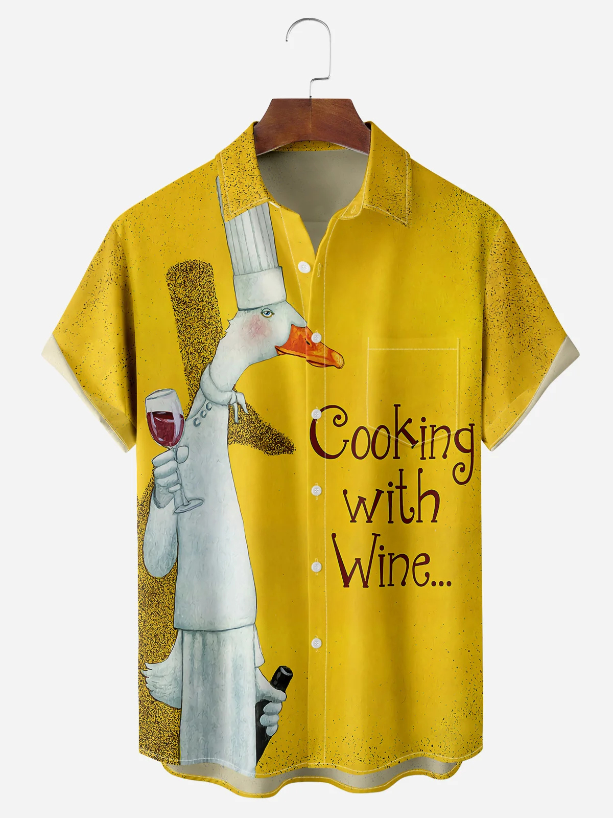 Men's Fun Chef Duck Casual Short Sleeve Pocket Shirt