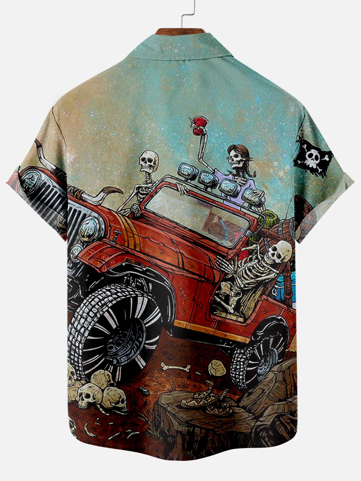 Men's Classic Day of the Dead Skull Graphic Short Sleeve Shirt