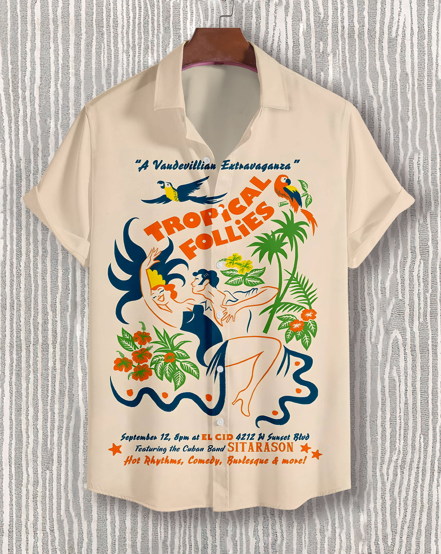 Men's Hawaiian Illustrated Short Sleeve Shirt