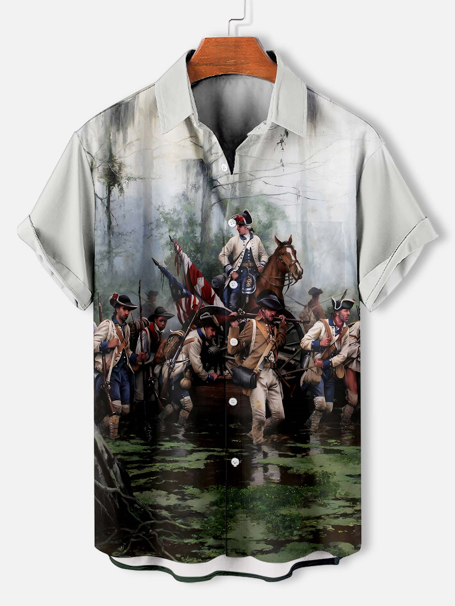 Men's American Revolutionary War Illustration short sleeve shirt