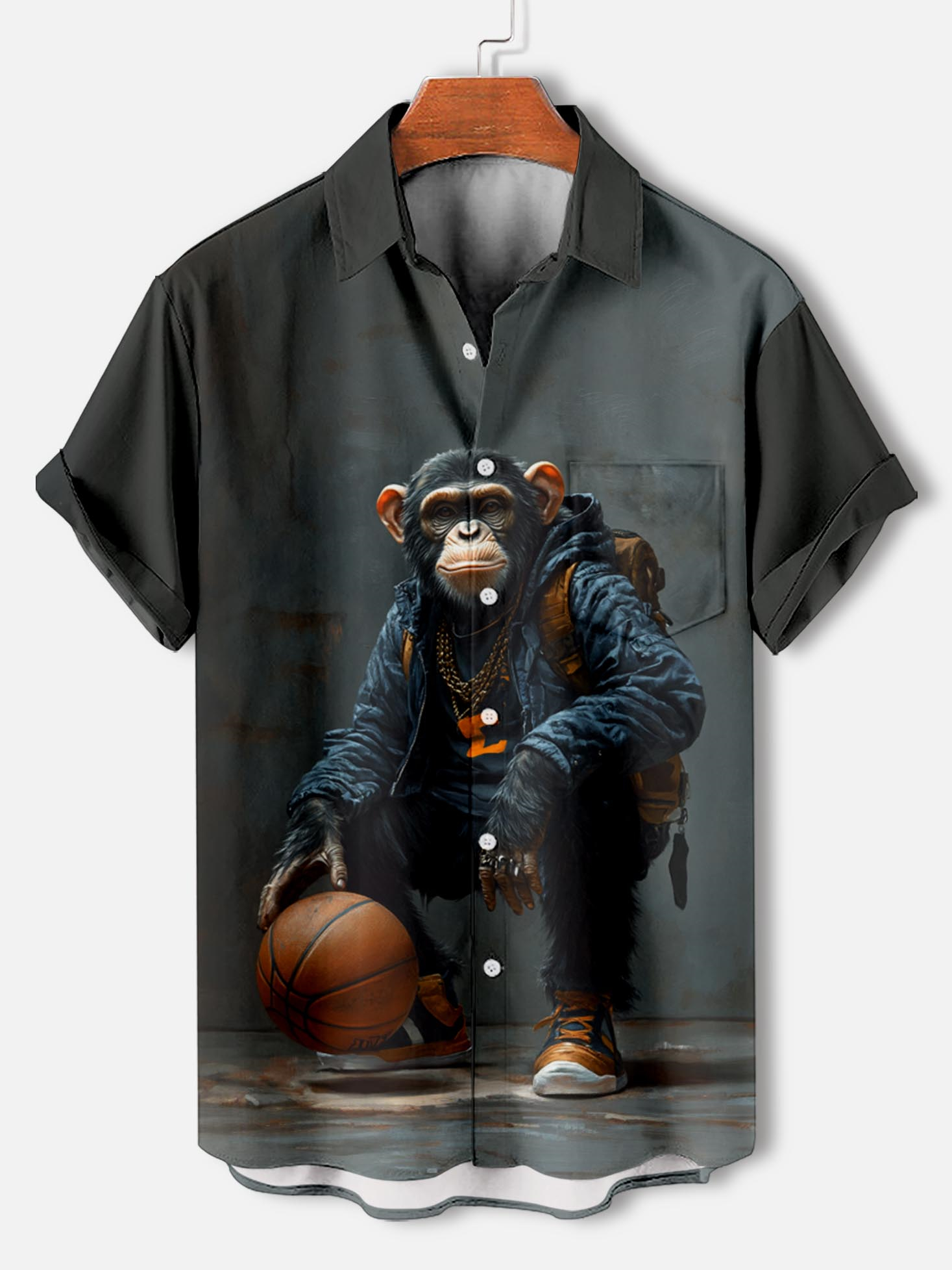 Men's Retro Animal Motion Graphic Short Sleeve Shirt