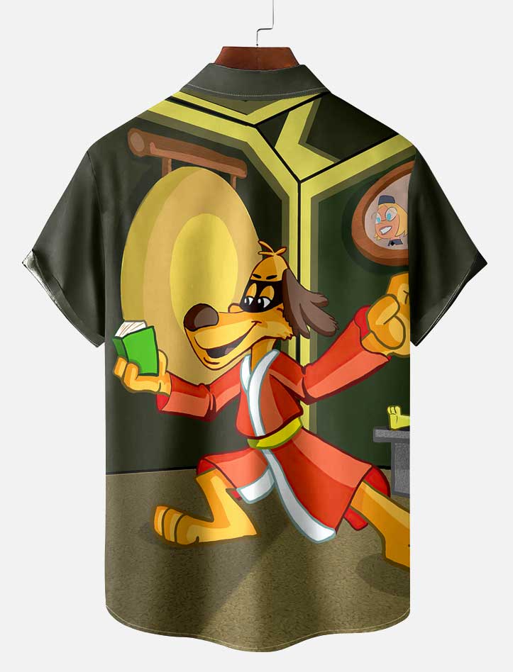 Men's Retro Anime Illustration Short Sleeve Shirt