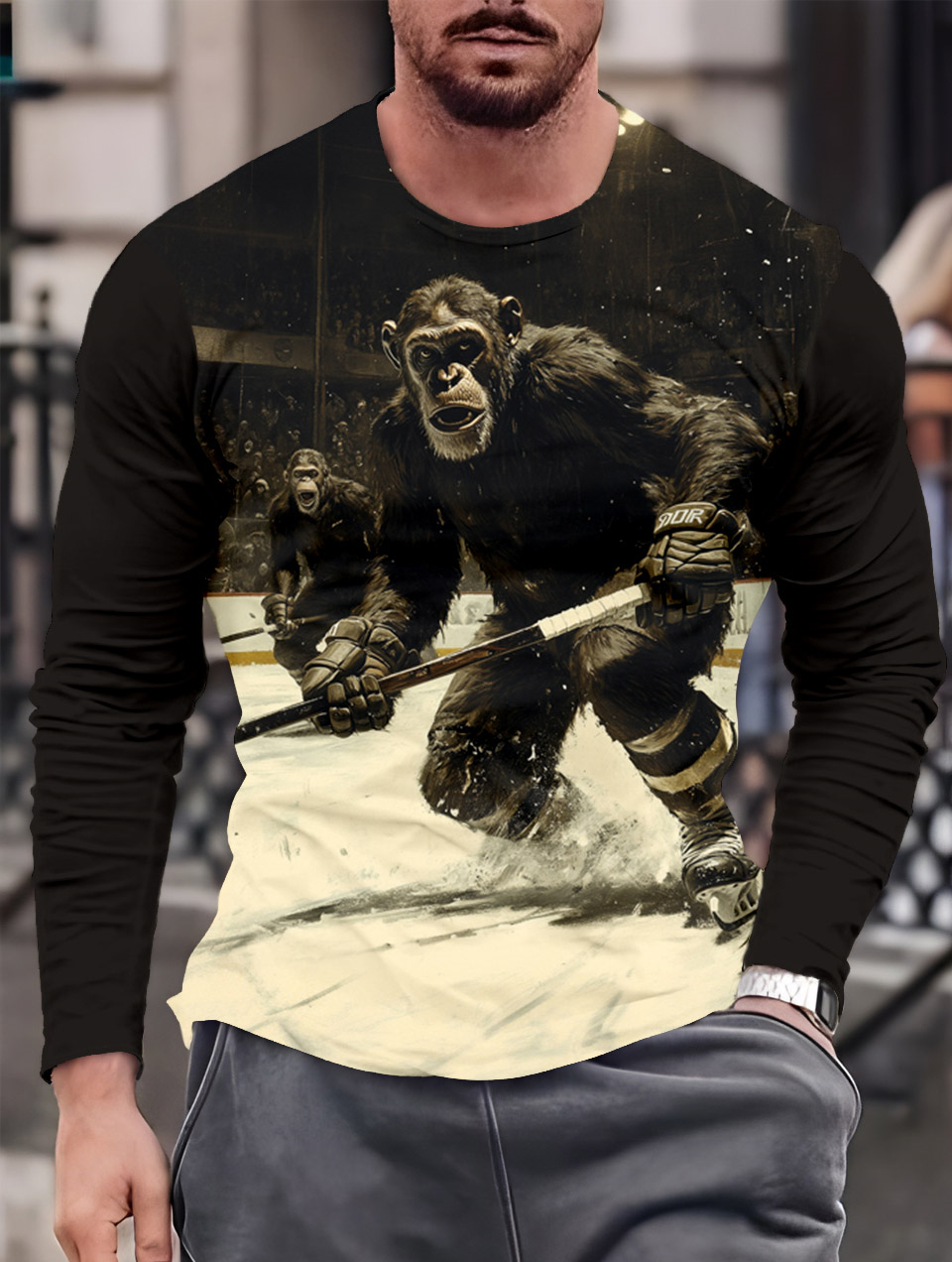 Men's Casual Cartoon Graphic Long Sleeve T-Shirt