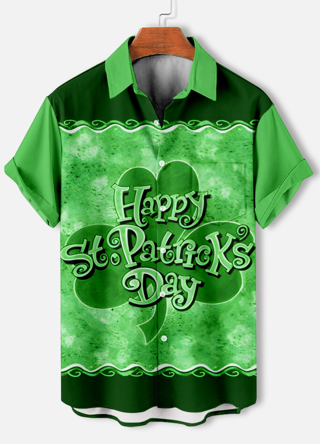 Men's Casual St. Patrick's Day Graphic Short Sleeve Shirt