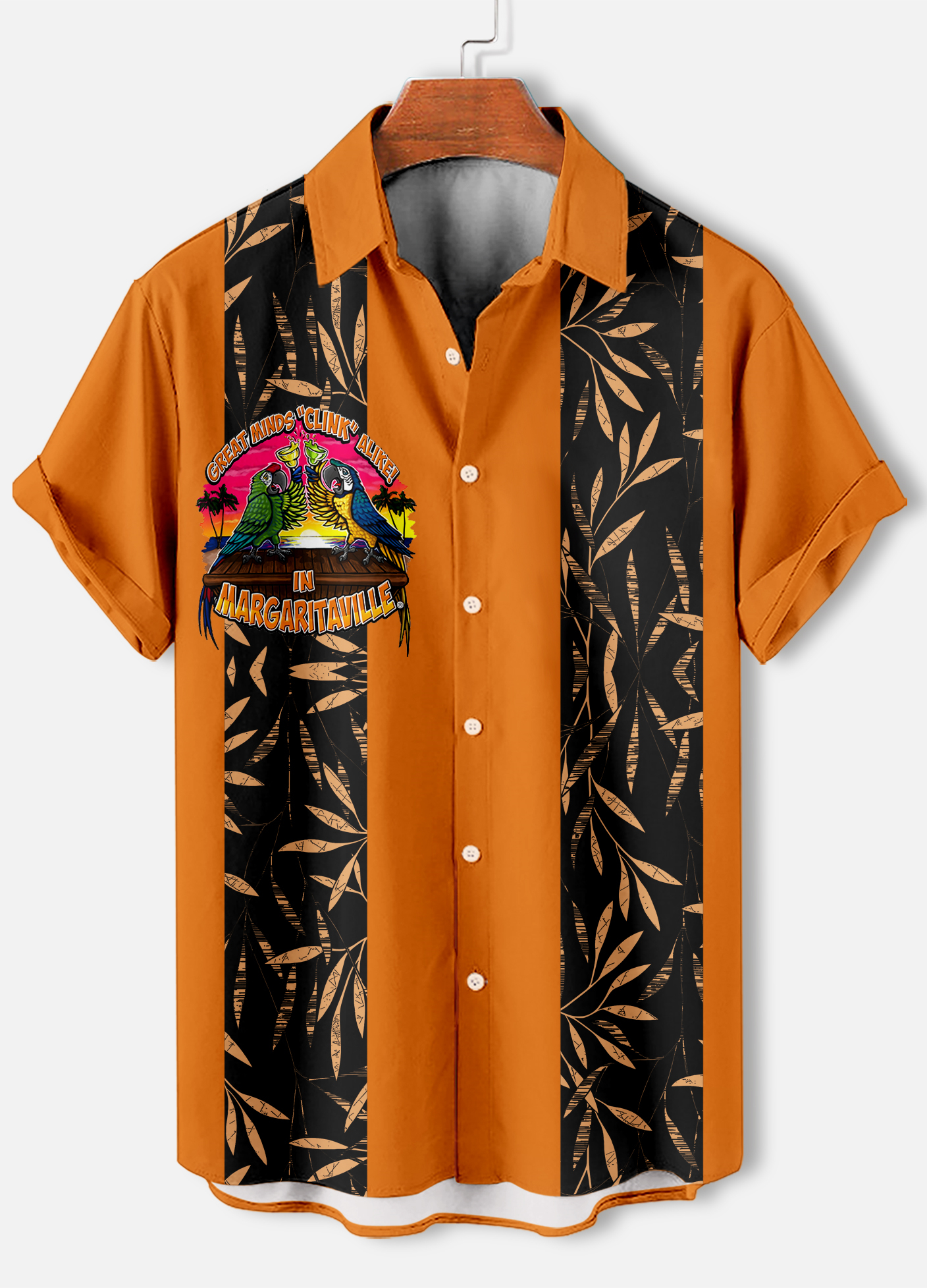 Men's Casual Hawaiian Birds Graphic Illustration Short Sleeve Shirt