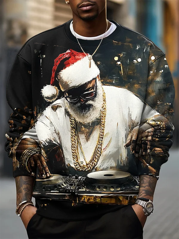 Men's Christmas Funny Art Print Casual Sweatshirt