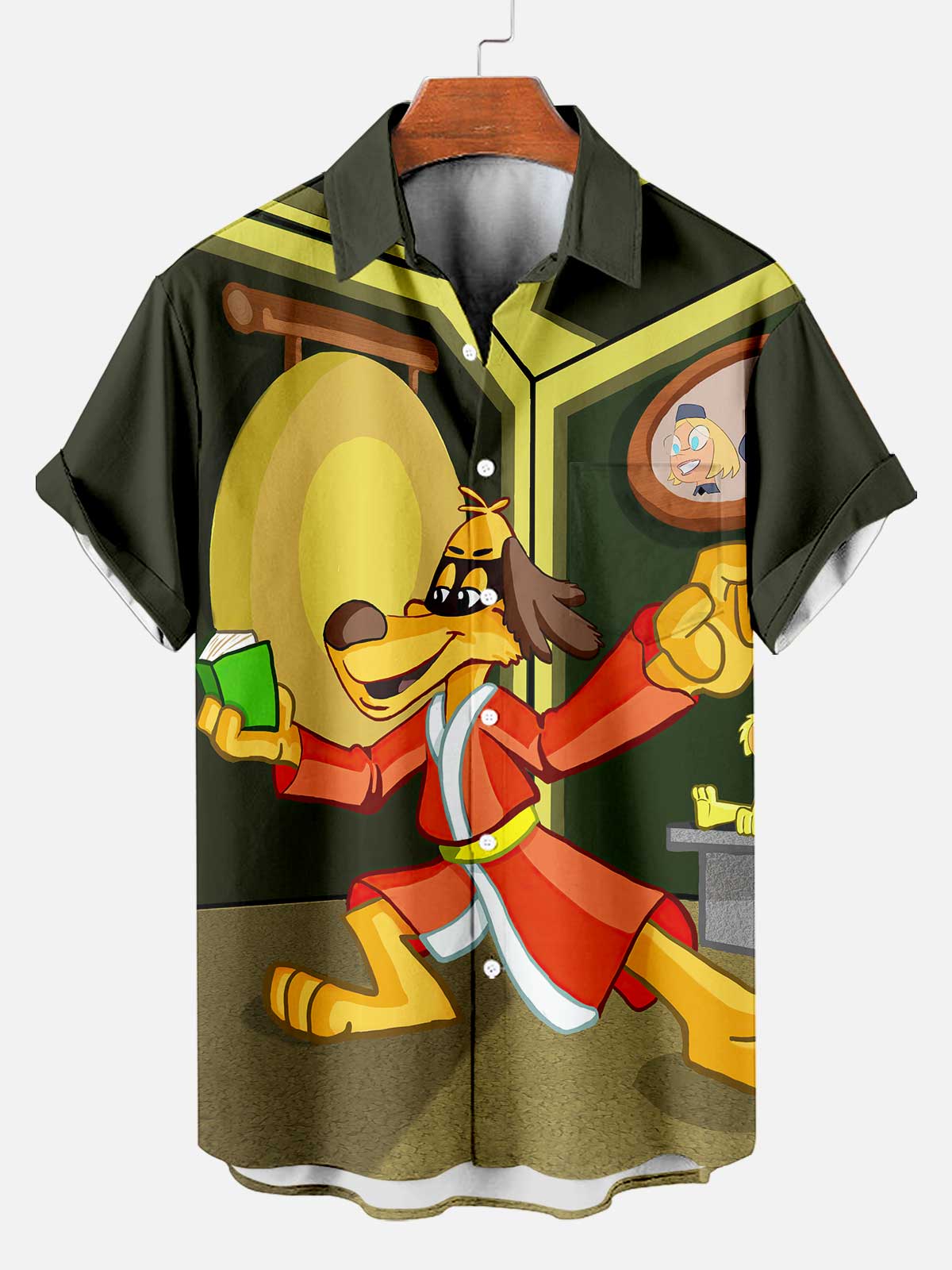 Men's Retro Anime Illustration Short Sleeve Shirt