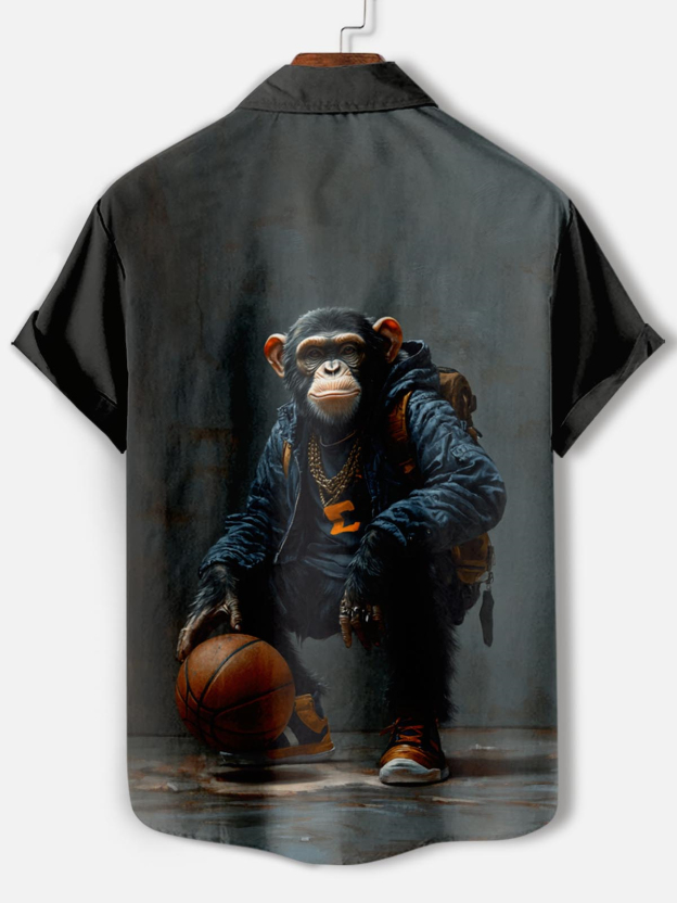 Men's Retro Animal Motion Graphic Short Sleeve Shirt