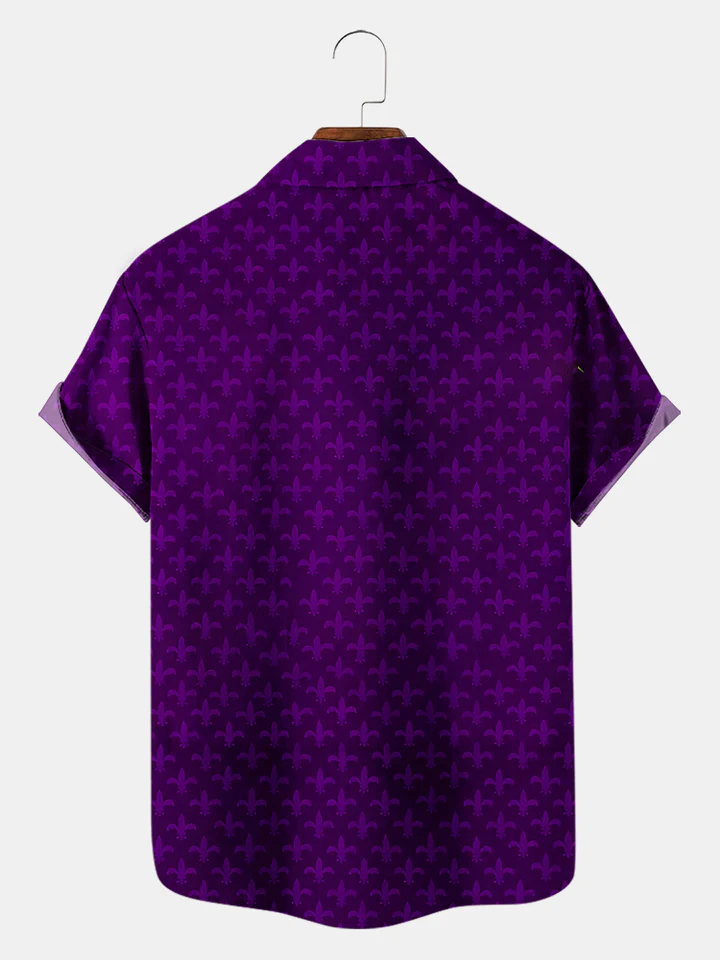 Men's Mardi Gras Elements Graphic Festive Short Sleeve Shirt