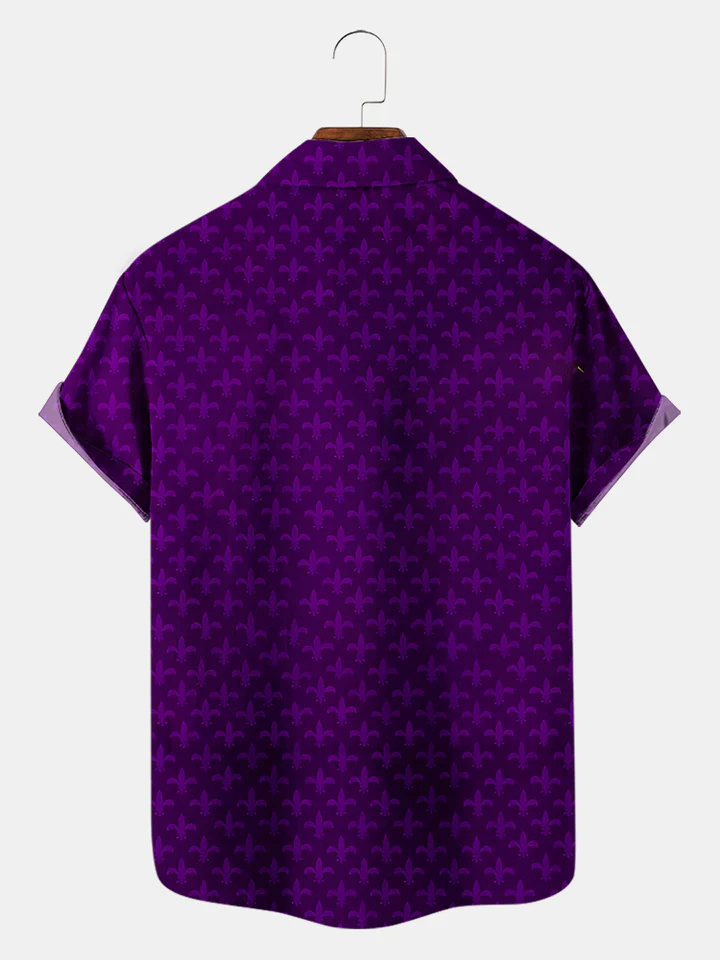 Men's Mardi Gras Elements Graphic Festive Short Sleeve Shirt