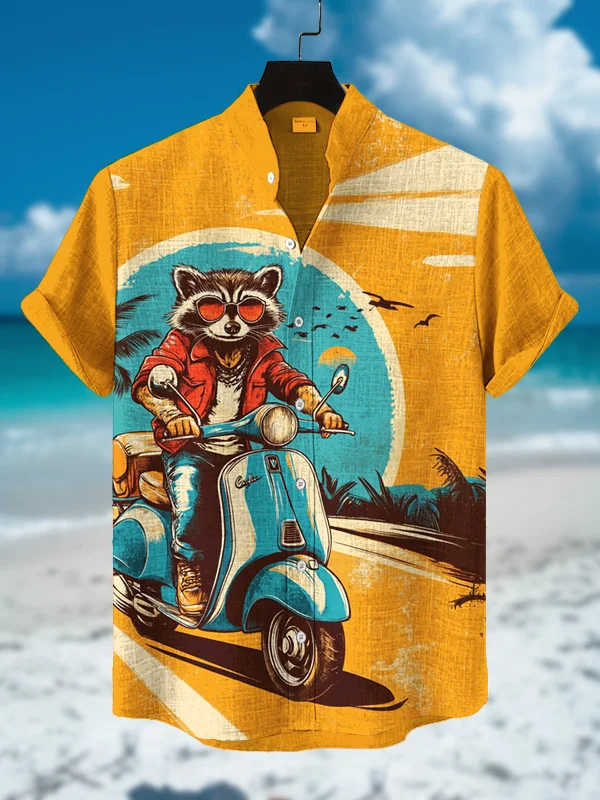 Men's Hawaiian Fun Animal Print Short Sleeve Shirt
