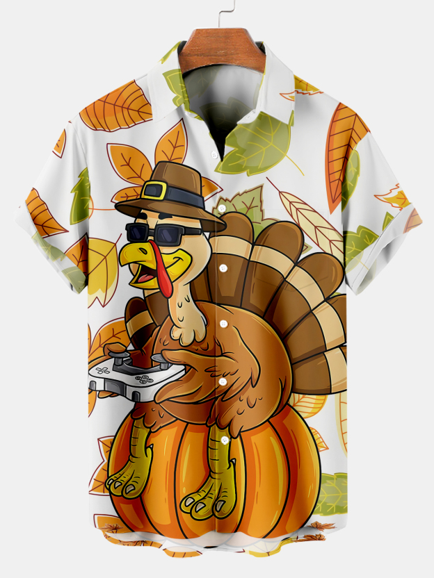 Men's Thanksgiving Day Print Short Sleeve Shirt