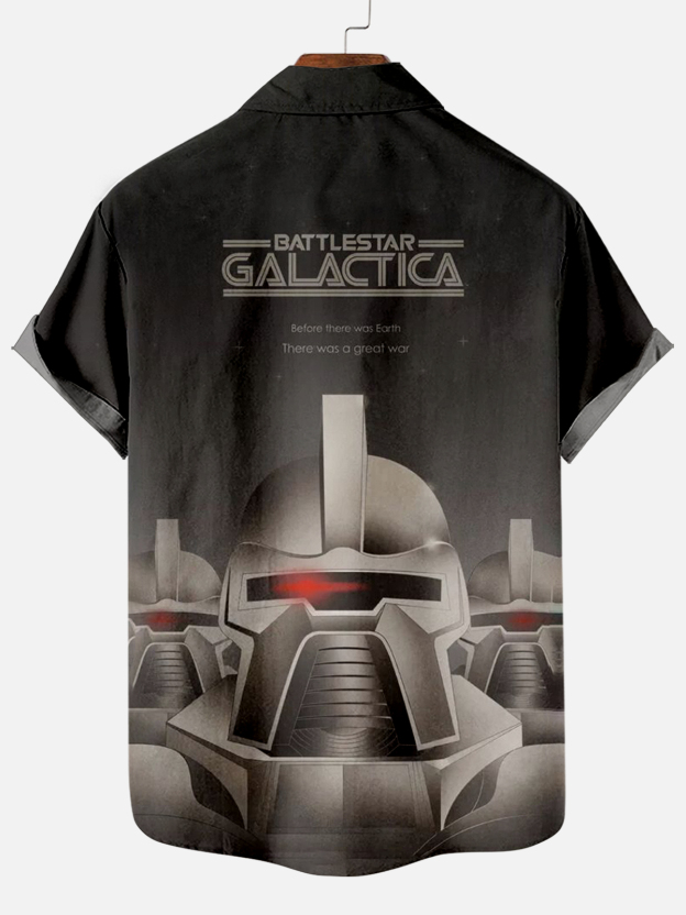 Classic Movie pattern short sleeved shirt