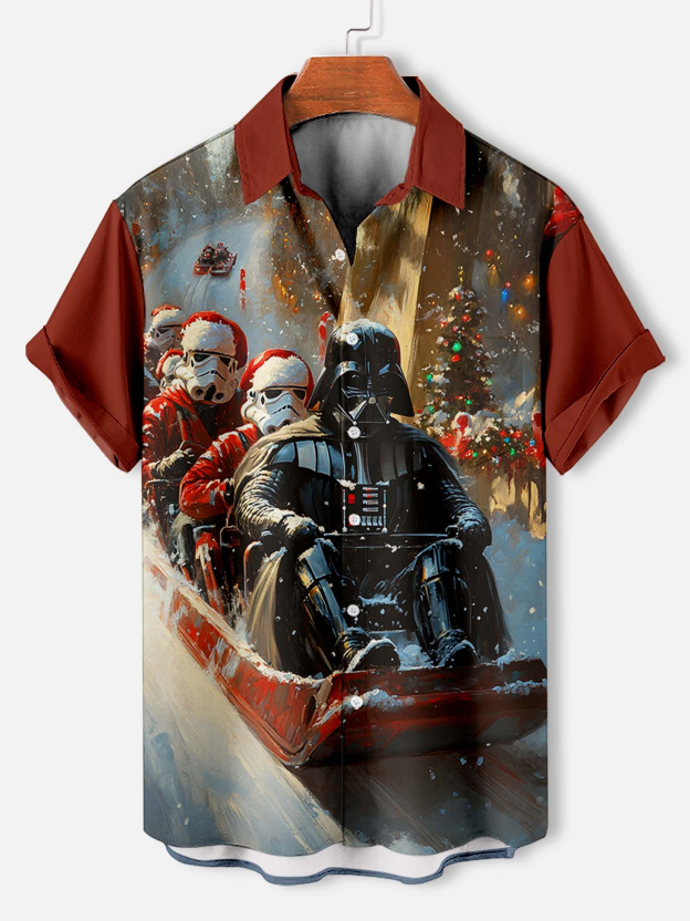 Men's Classic Movie Christmas Graphic Short Sleeve Shirt