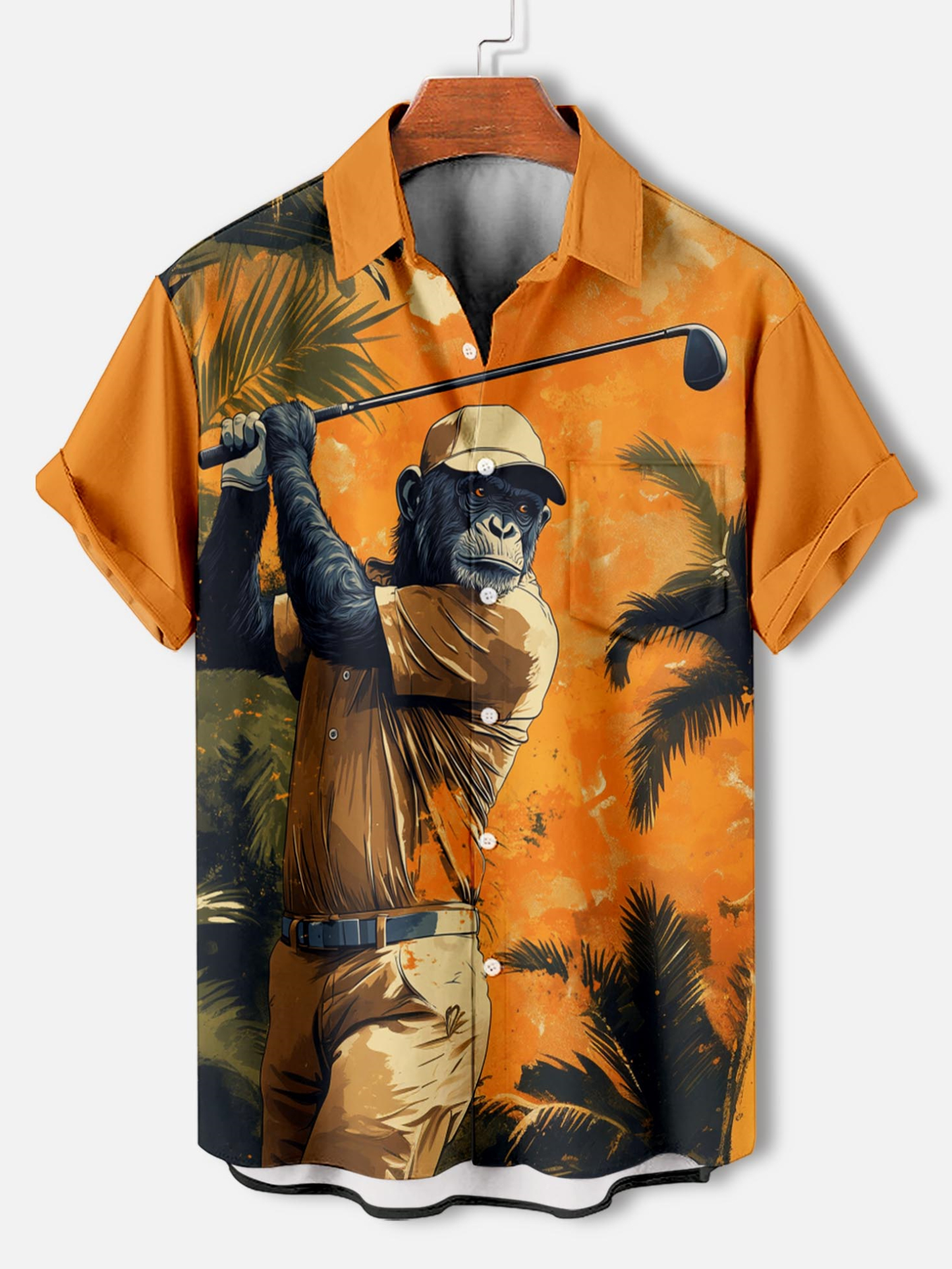 Men's Retro Animal Motion Graphic Short Sleeve Shirt