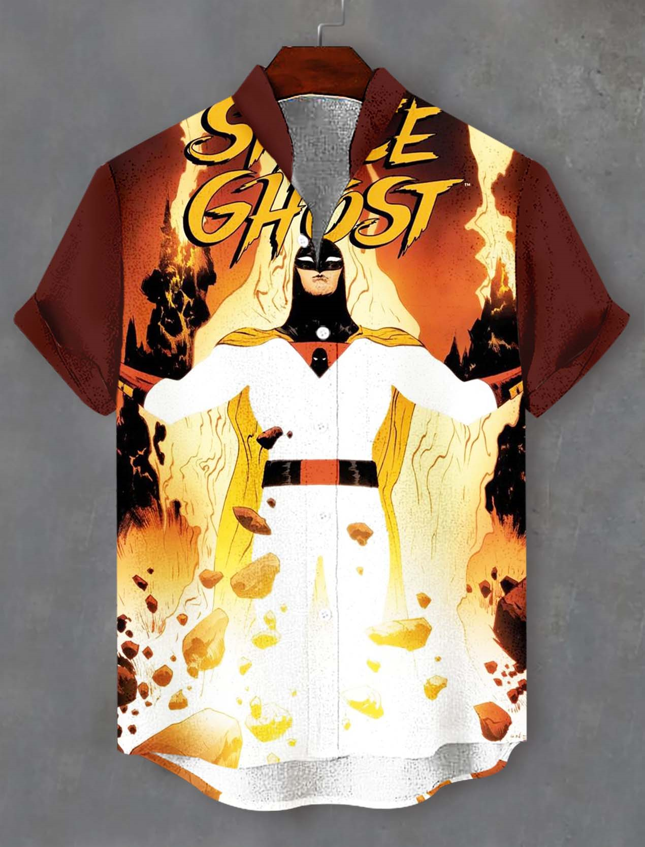 Men's Retro Anime Illustration Short Sleeve Shirt