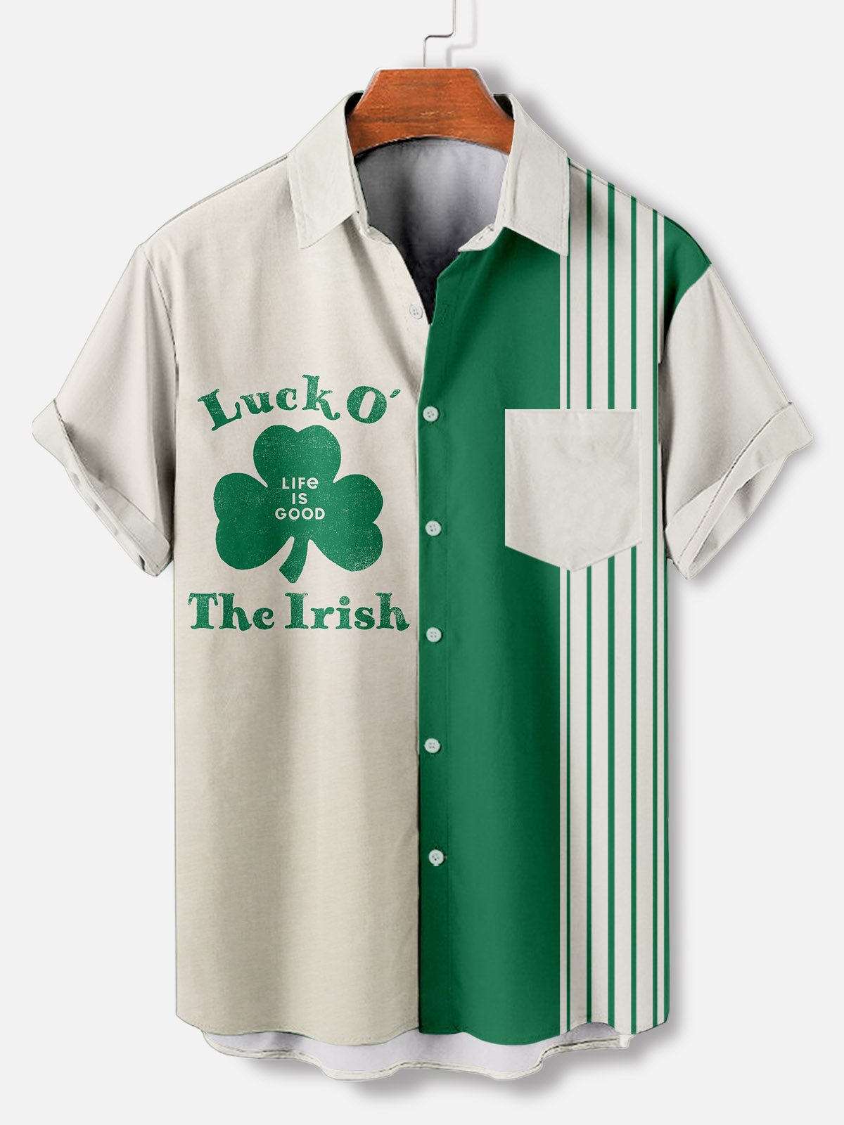 Men's Casual St. Patrick's Day Graphic Short Sleeve Shirt