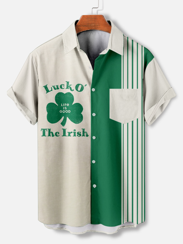 Men's Casual St. Patrick's Day Graphic Short Sleeve Shirt