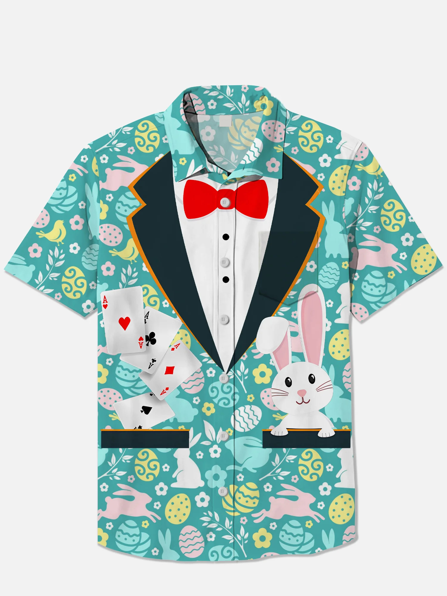 Men's Easter Print Short Sleeve Shirt