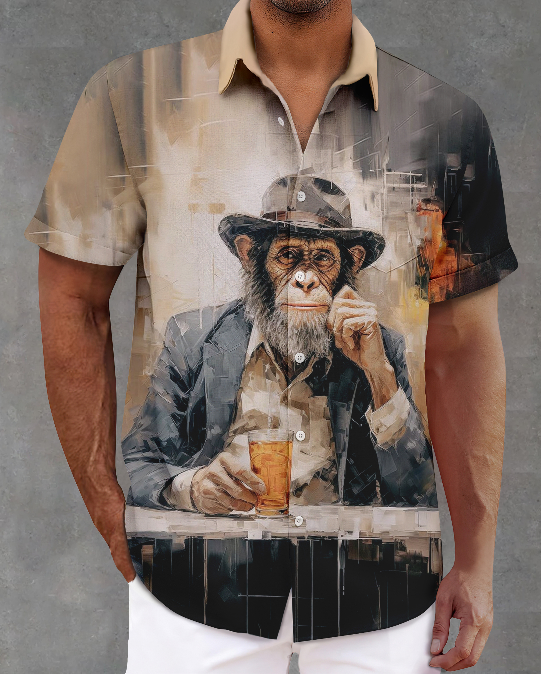 [Copy]Men's Vintage Witch Oil Painting Art Halloween Short Sleeve Shirt