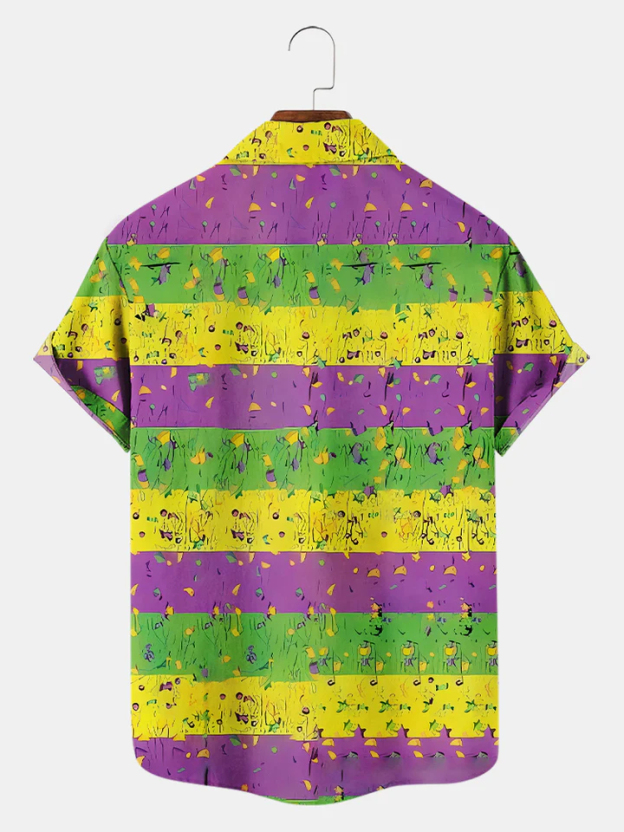 Men's Mardi Gras Elements Graphic Festive Short Sleeve Shirt