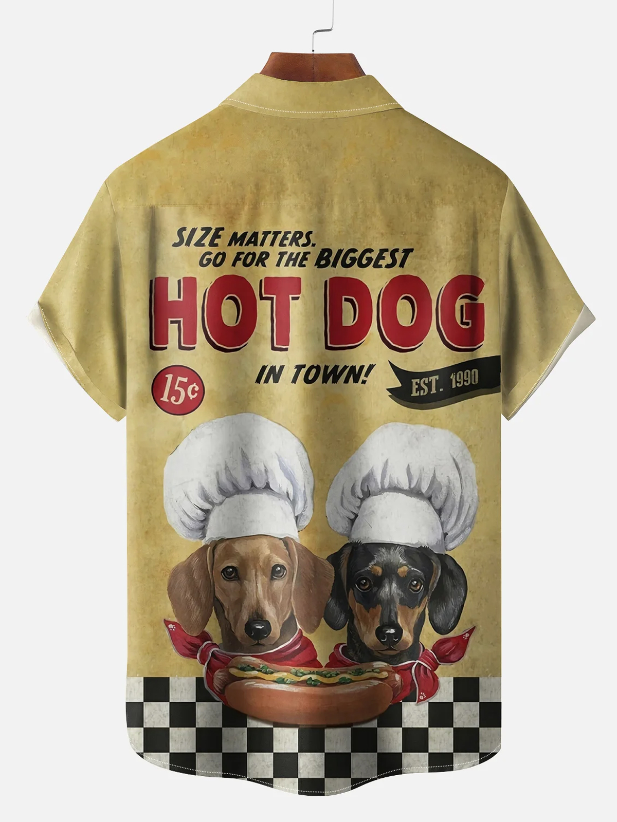 Men's Vintage Poster Dachshund Graphic Print Short Sleeve Shirt