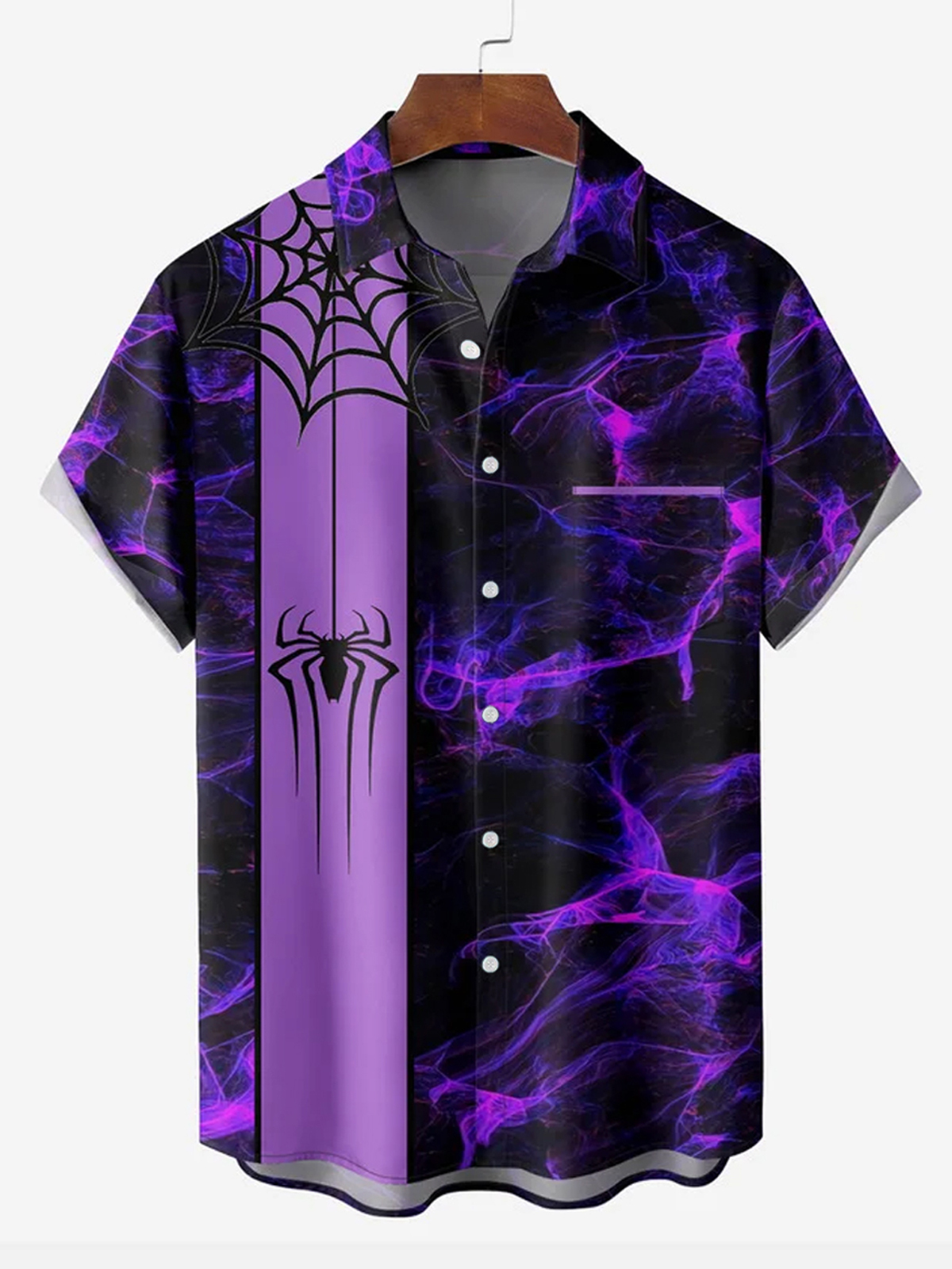 Halloween Spider Stripe Hawaiian Shirt