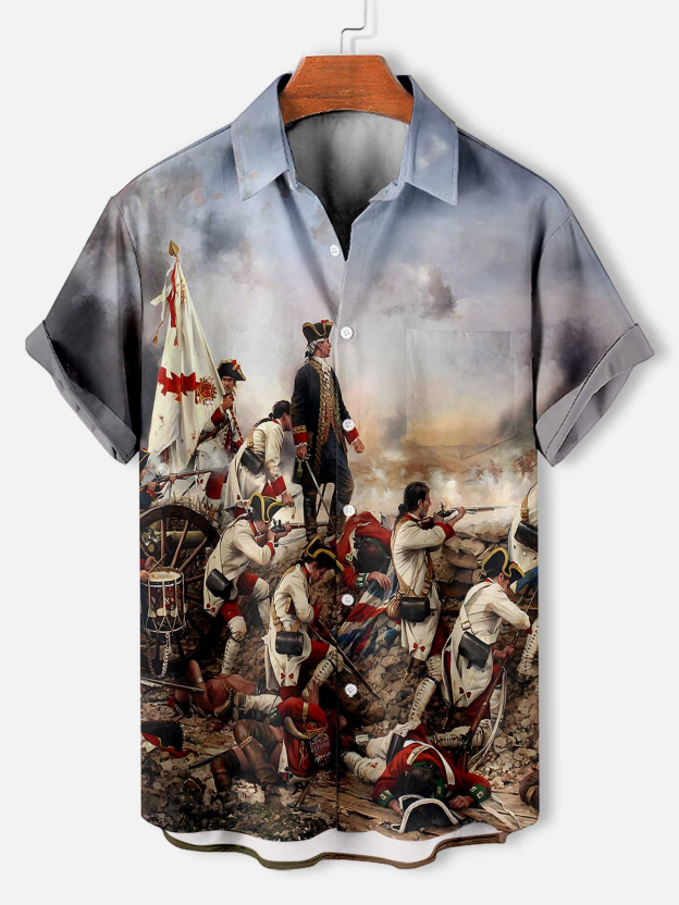 Men's Historical War Illustrated Short Sleeve Shirt