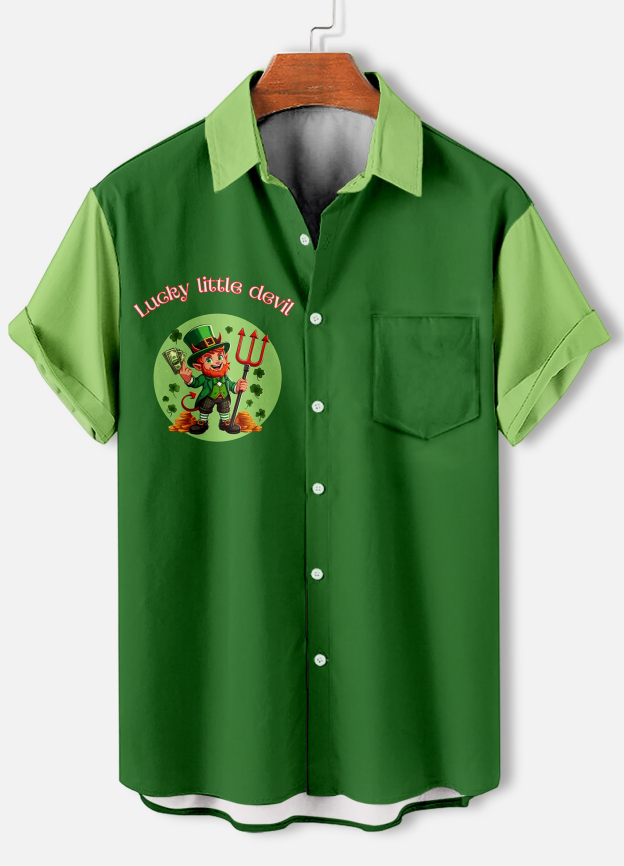 Men's Casual St. Patrick's Day Graphic Short Sleeve Shirt