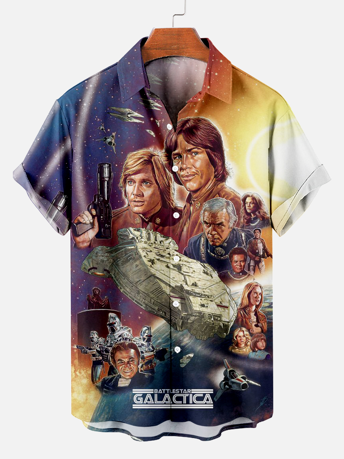 Classic Movie pattern short sleeved shirt